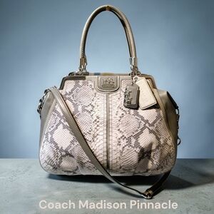 Coach Madison Pinnacle Carryall Satchel in Grey Embossed Python Leather